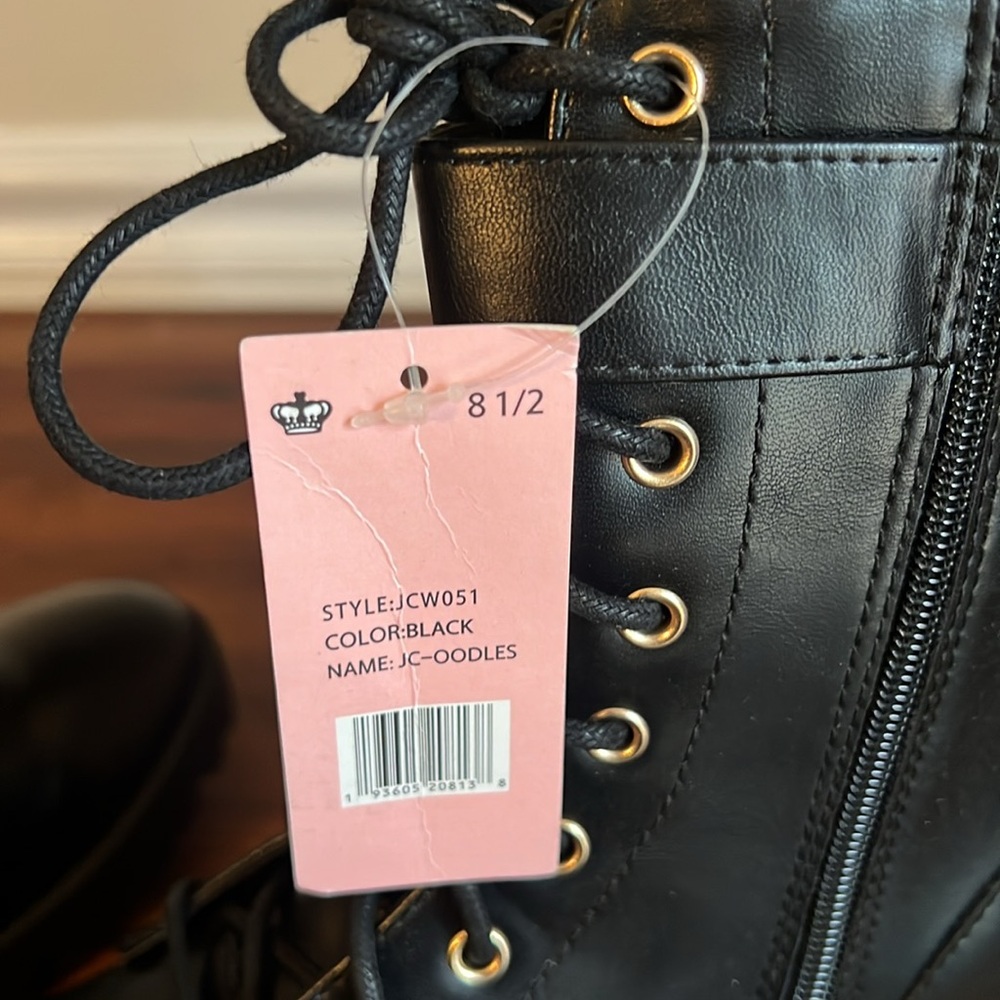 Juicy Couture Black Combat Boots Side Zip JC-OODLES 8 1/2 NWOB - Picture 10 of 11